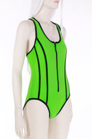 Vintage 90s NEON GREEN Zippered One Piece Swimsuit See Listing Description for Link to Neon Pink Option Women's Size XS