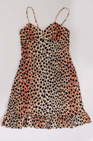 Vintage 70s Slinky LEOPARD Print Nylon Acetate Mini Dress Women's Size 4 - XS - 32" bust - 28" waist - 36" hips