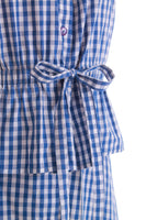 Vintage 2 Piece Blue Gingham Puff Sleeve Peasant Top with High Waist Circle Skirt Women's Size 8 / 10 / Medium / 28-32" waist