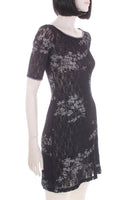 90s Sheer Black Lace Mini Dress by WANTED USA Women's Size Small / 31-38"bust / 25-32"waist / 34-42"hips / 34"long