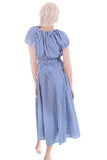 Vintage 2 Piece Blue Gingham Puff Sleeve Peasant Top with High Waist Circle Skirt Women's Size 8 / 10 / Medium / 28-32" waist