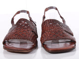 Vintage Sesto Meucci Brown Woven Leather Slingback Sandals Made in Italy Women's Size USA 9.5