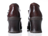 Vtg 90s MIA Brown Leather Platform Block Heel Mary Jane Shoes Women's Size 11 USA