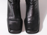 Vintage 90s Black Leather Block Heel Above Ankle Boots Made in Brazil Women's Size 7 USA