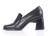 90s Black Leather Faux Snakeskin Chunky Block Heel Slip On Pumps by Jennifer Moore Women's Size 7.5 USA