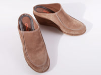 Y2K 90s VIA SPIGA Tan Suede Wedge Platform Slip On Mule Shoes Women's Size USA 8