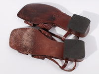 Vintage Sesto Meucci Brown Woven Leather Slingback Sandals Made in Italy Women's Size USA 9.5