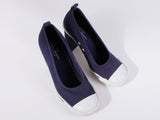 Vtg 90s Chunky Block Heel Navy Blue and White Sneakers by Chinese Laundry Women's Size USA 8