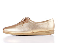 Vintage 80 GOLD METALLIC Leather Flats Tennis Shoes Sneakers by Easy Spirit Women's Size 9 USA