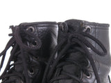 Vtg 90 SKECHERS Black Heavy Duty Distressed Black Leather Platform Heeled Boots Women's Size 7 USA