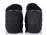 90s Y2K Black Leather Wedge Platform Slip On Mule Sandals Shoes Made in Brazil Women's Size 7.5 - 8 USA