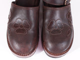 90s STEVE MADDEN Brown Embroidered Daisy Chunky Wood Platform Clog Shoes Women's Size 10 USA