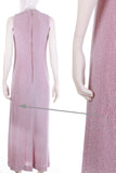 Vintage 60s 70s PINK LUREX Metallic Glitter Woven Knit Maxi Gown Dress Women's Size 8 - 10 / Small - Medium / 36" bust / 31" waist / 36"hips