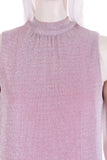 1960s 70s Pink Silver Lurex Metallic Knit Maxi Dress Size 8 - 10 / Small - Medium / 36" bust / 31" waist / 36"hips