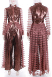 Vintage 1960s OSCAR de la RENTA Sequin Jumpsuit Metallic Copper Lamé Pantsuit Statement Piece Womens Size 2 / XS / 33"bust/24"waist/38"hips