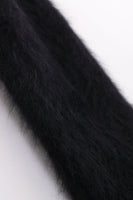 Vintage 80s Shaggy ANGORA and Rabbit Fur Trim Long Black Cardigan Sweater Coat Women's Size Medium / Large / 46" bust / 44" waist / 47" long