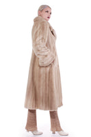 Vintage LYKAFUR ENGLAND Blonde Faux Mink Long Fur Princess Coat Bell Sleeves Women's Size Medium - Large - 42" bust - 38" waist - 45" long