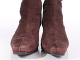Vintage MARISA PARIS Brown Soft Suede Tall Mid Calf Knee High Boots Women's Size 4 / 7 USA / 9.8" insole / 3.25" toe width