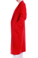 Vintage 80s Bright Red Long Oversized Wool Coat by Herman Kay USA Women's Size Large / XL / 43" bust / 46" waist / 47" long