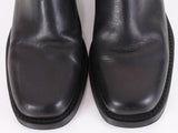 Vintage 90s Black Leather Double Side Zipper Chunky Block Heel Ankle Boots Made in Brazil Women's Size 8 USA