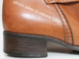 Vintage Sesto Meucci Caramel Tan Leather Stacked Heel Riding Campus Boho Boots Made in Italy Women's Size 5.5 / 9" insole