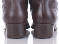 80s Dark Brown Leather Mid Calf Pull On Block Heel Boots by Naturalizer Made in Brazil Women's Size 9 USA 10" insole