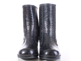 Vintage 60s Black Vinyl Rain Boots with Faux Sherpa Lining Made in the USA Women's Size 9