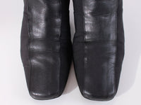 90s DKNY Black Stretch Minimalist Leather Boots Made in Spain US Size 7.5