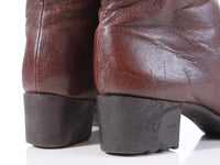 Vintage 70s Brown Vinyl Faux Leather Sherpa Lined Winter Boots Women's Size 7.5 - 8