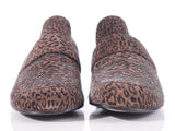 Vintage Charles Jourdan Animal Print Brown Black Suede Leather Wedge Loafers Slip on Shoes Made in Spain Women's US Size 7.5