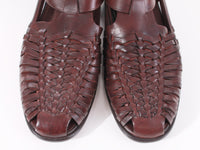 Vintage Cole Haan Brown Woven Leather Fisherman Sandals Flats for Men Size US 10 D / 11" insole / 3.9" toe