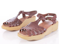 1970s Vtg FAMOLARE Platform Leather Sandals Made in Italy Women's Size US 6.5 - 7