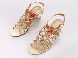 Vintage 60s 70s Gold Meatllic Cage High Heel Sandals Women's US Size 5.5 - 6