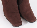 Y2K Brown Soft Fabric High Heel Minimal Faux Suede Sock Boots Women's Size 5.5 USA