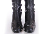 Vintage Anne Klein Knee High Black Leather and Elastic Tall Block Heel Boots Women's Size 10 USA