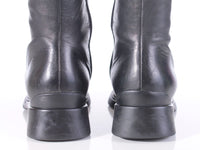 90s Y2K Black Leather Wedge Platform Nearly Knee High Tall Boots Made in Brazil Women's Size 6 USA