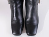 Vintage Black Leather Nearly Knee High Boots with Side Buckle Women's US Size 6.5