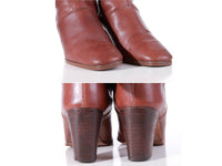 Italian Vintage Knee High Caramel Brown Leather High Heel Boho Boots by Bandolino Women's US Size 5.5