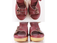 Vintage 70s Platform Wedge Sandals by Cherokee Oxblood Red Leather Uppers Women's US Size 5