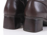 90s Brown Leather Ankle Block Heel Boots Women's US Size 7.5