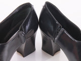 Vintage Bassotto Italy Black Leather Block Heel Minimalist Shoes Below Ankle Boots Women's EUR Size 36