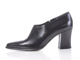 Vintage Bassotto Italy Black Leather Block Heel Minimalist Shoes Below Ankle Boots Women's EUR Size 36