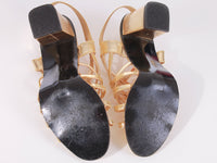 Vintage 60s 70s Gold Meatllic Cage High Heel Sandals Women's US Size 5.5 - 6