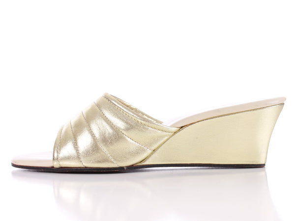 Vintage Daniel Green Gold Metallic Boudoir Slippers Women's US Size 7