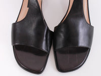 90s Y2K Black Leather Wedge Minimalist Sandals Women's US Size 7.5