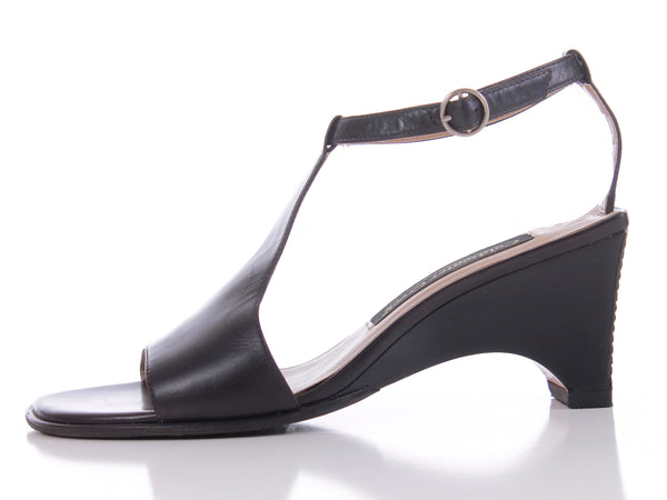 90s Y2K Black Leather Wedge Minimalist Sandals Women's US Size 7.5 – KCO  VINTAGE