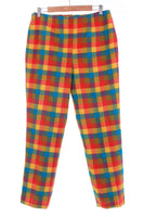 Vintage 50s 60s Sears Santa Barbara Rainbow Plaid Wool Pants Size 10 / Medium / Large / 30" waist / 27" inseam