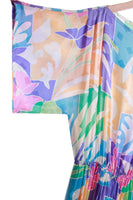 Vintage UMI Collections by Anne Crimmins Pastel Silk Kimono Sleeve Dress Size 10 / Medium / 40" bust / 24-40" elastic waist / 46" long
