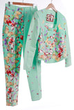 CL2 Christian Llinares Jacket and Pants Butterfly Print 2pc Set Pantsuit Made in Italy Size 42 / Large