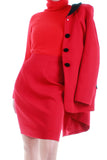 1990s MOSCHINO Cheap and Chic Italy Red Black Jacket Skirt Suit 2 pc Set Size USA 12